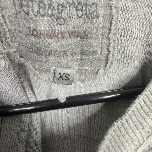 Pete & Greta Johnny Was Shirt Women XS Gray Floral Linen Embroidered Grunge Boho - Picture 5 of 6